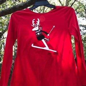 Justice Red Holiday Reindeer Long Sleeve Tee